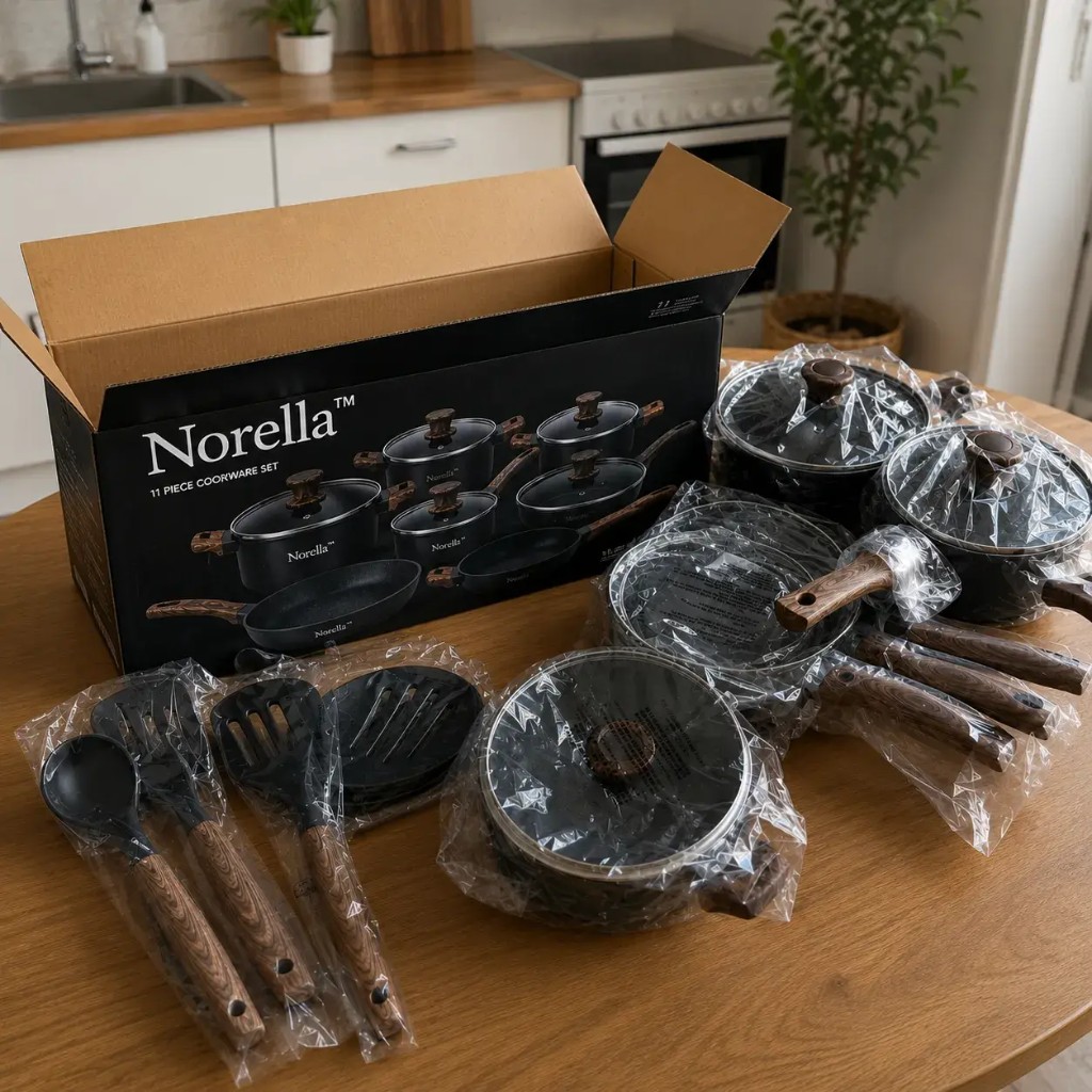 Norella complete cookware set with original packaging