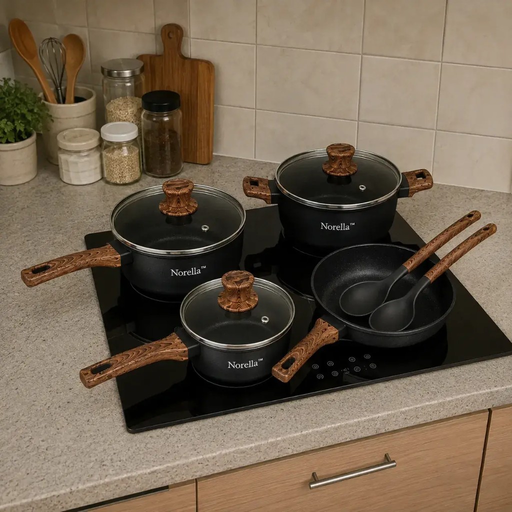 Norella cookware set on modern induction cooktop